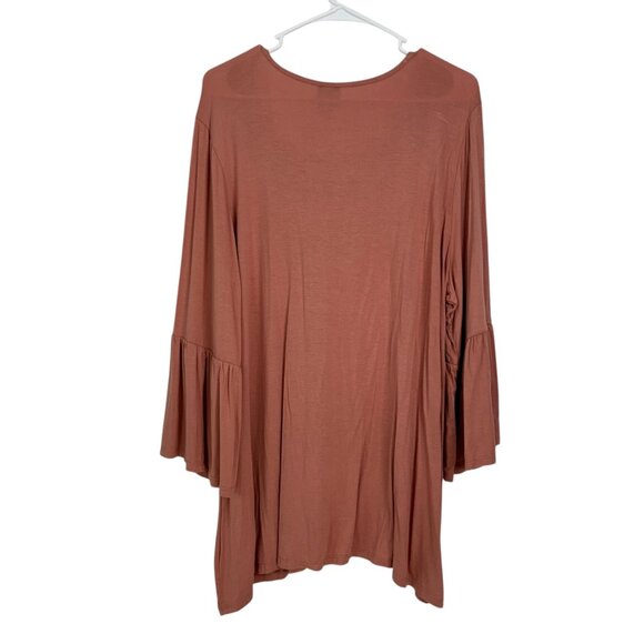 Como Vintage Women Plus SZ 3X Pink Boho Tunic Top Floral Embroidery Bell Sleeves - Picture 9 of 13